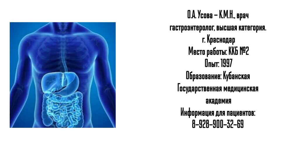 Краснодар Гастроэнтеролог Усова Ольга Анатольевна